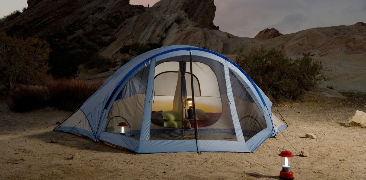 tent setup in the desert