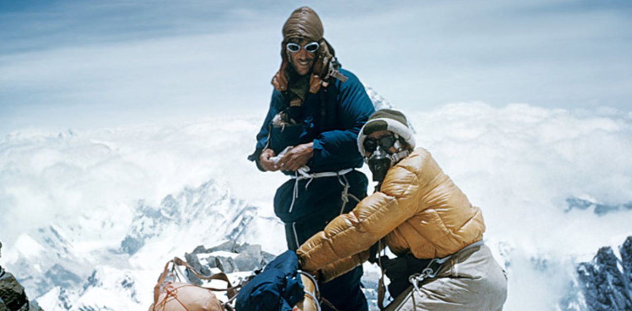 Photo of Edmund Hillary and Tenzing Norgay the first to conquer Mount Everest.