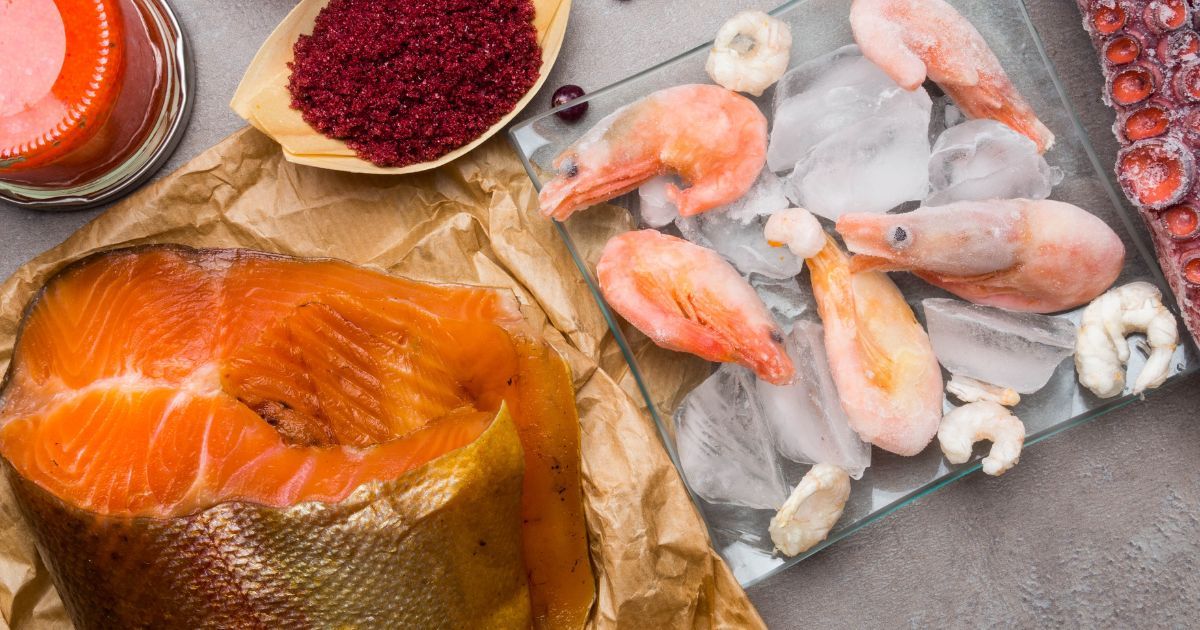 various seafood items that contain astaxanthin