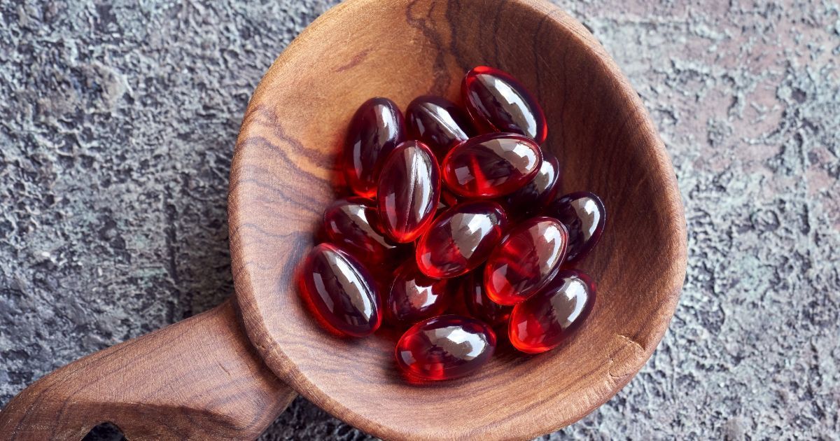 close up of astaxanthin supplements