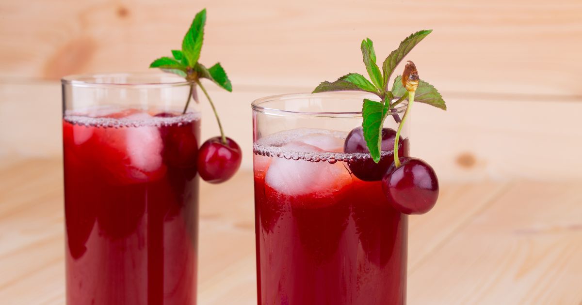 Two glasses with ice of tart cherry juice