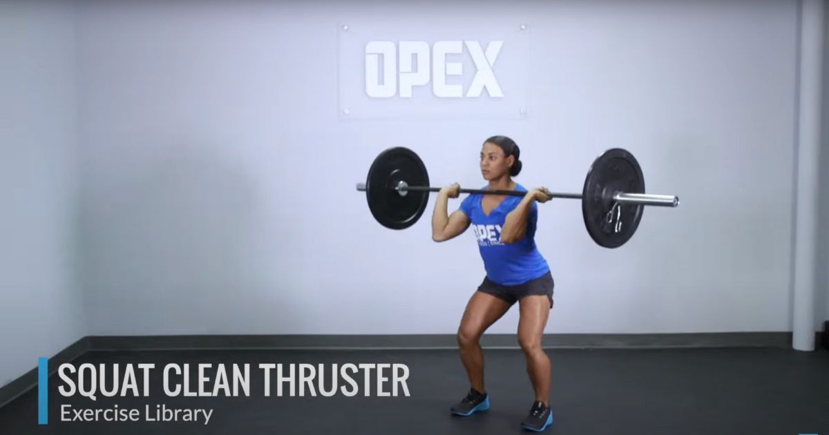 woman in front squat position of cluster
