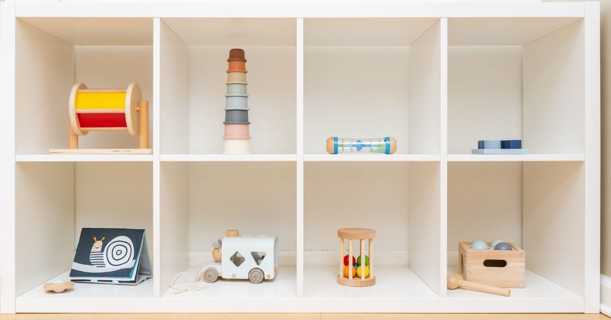 montessori shelf with toys
