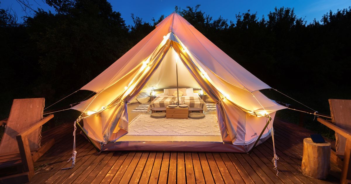 beautiful canvas tent setup