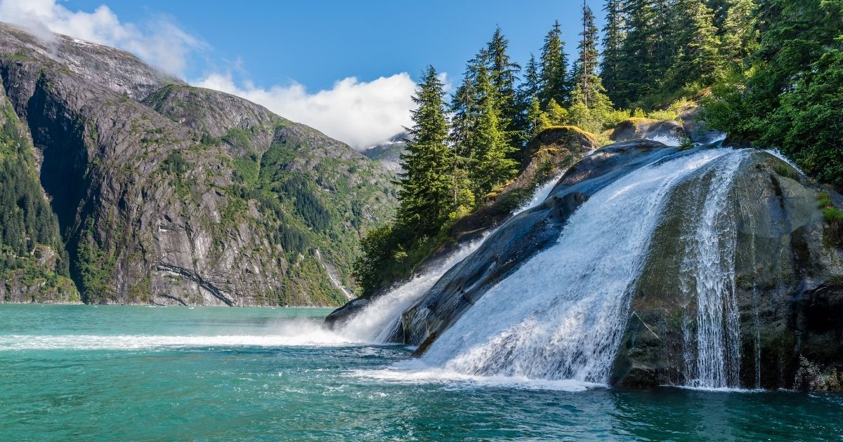 waterfall along Alaska's Tracy Arm Fjord