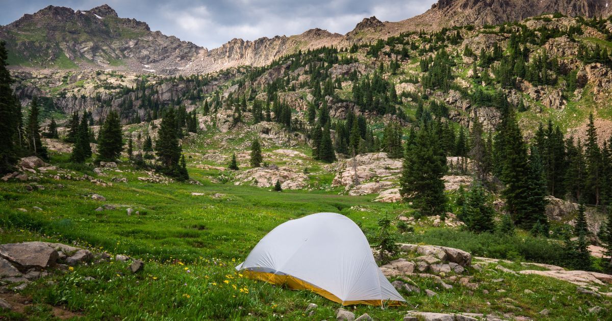 tent setup in the backcountry