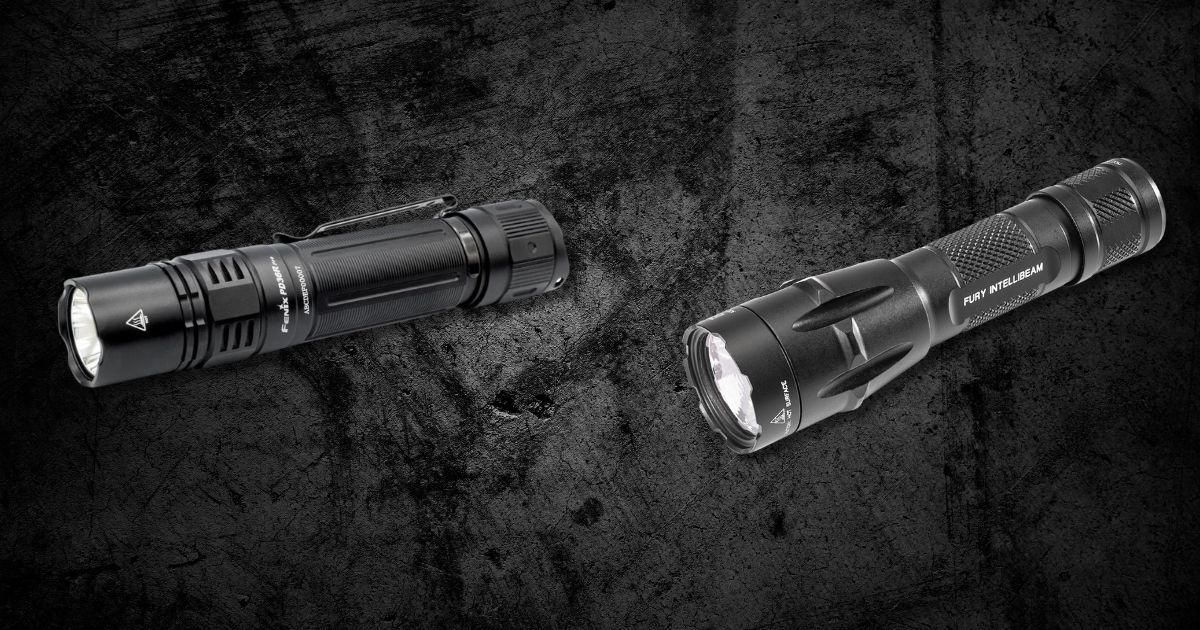 Two Fenix and Surefire lights side by side