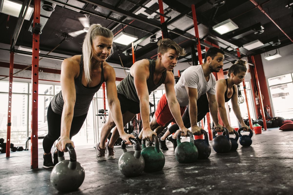 group of people working out together