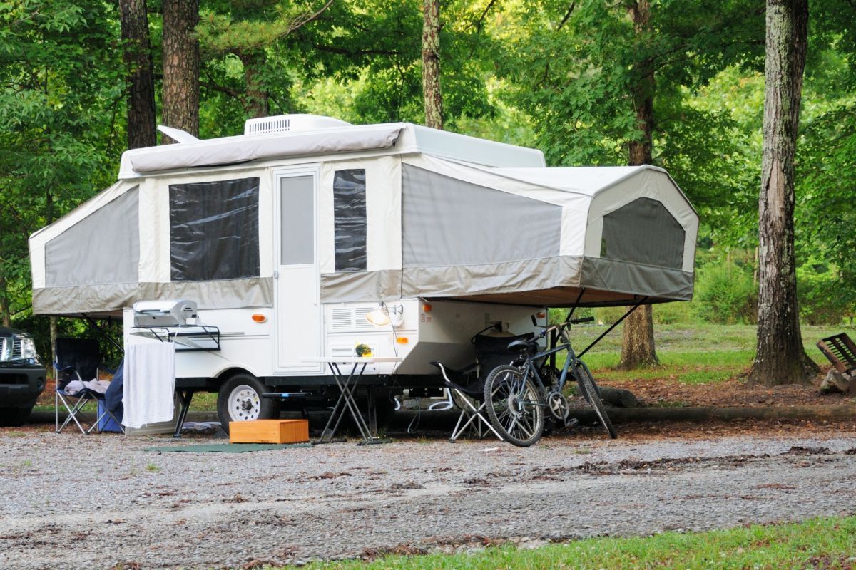 pop up camper in campground