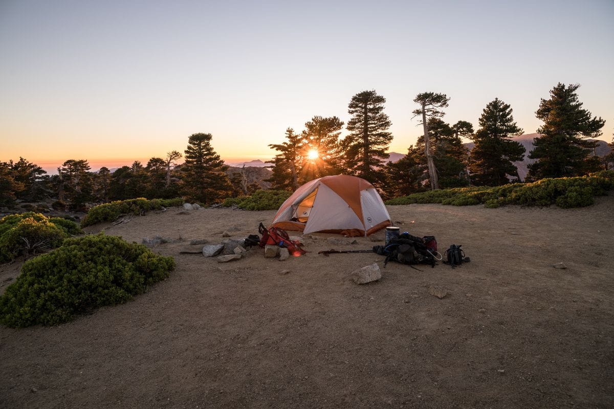 backpacking campsite setup