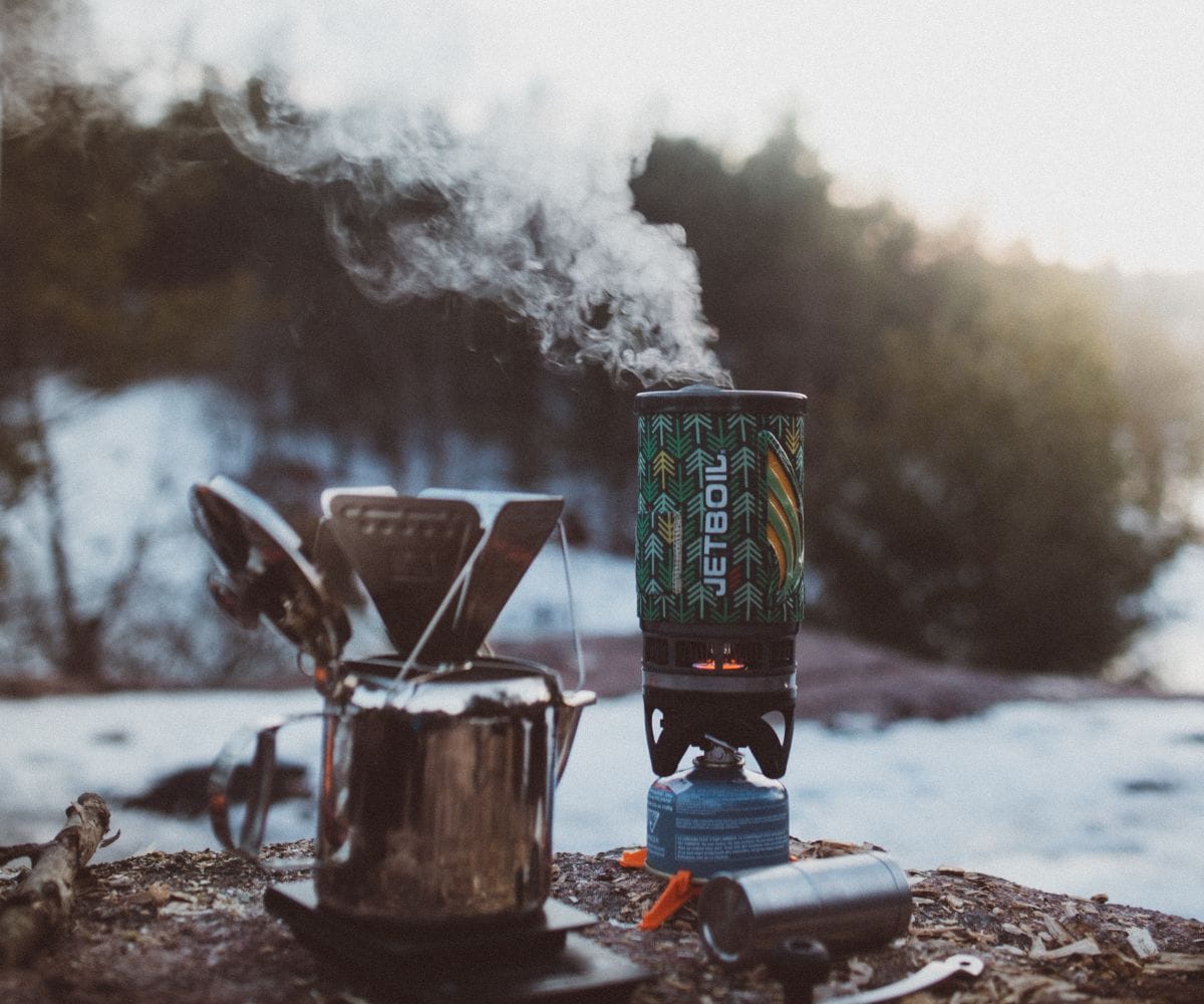 boiling water for coffee in the backcountry