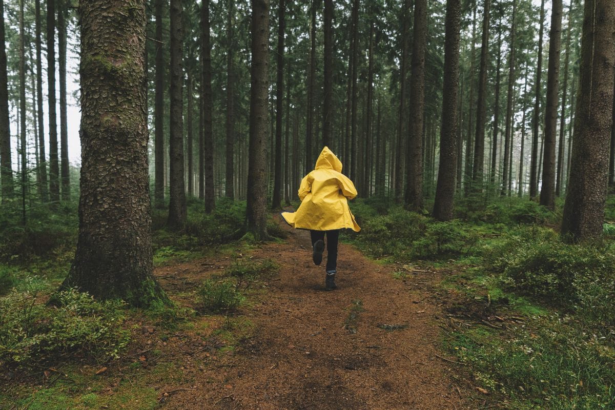 man in yellow rain jacket