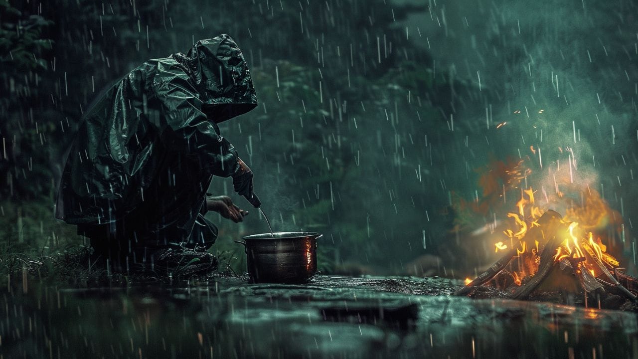 cooking in the rain